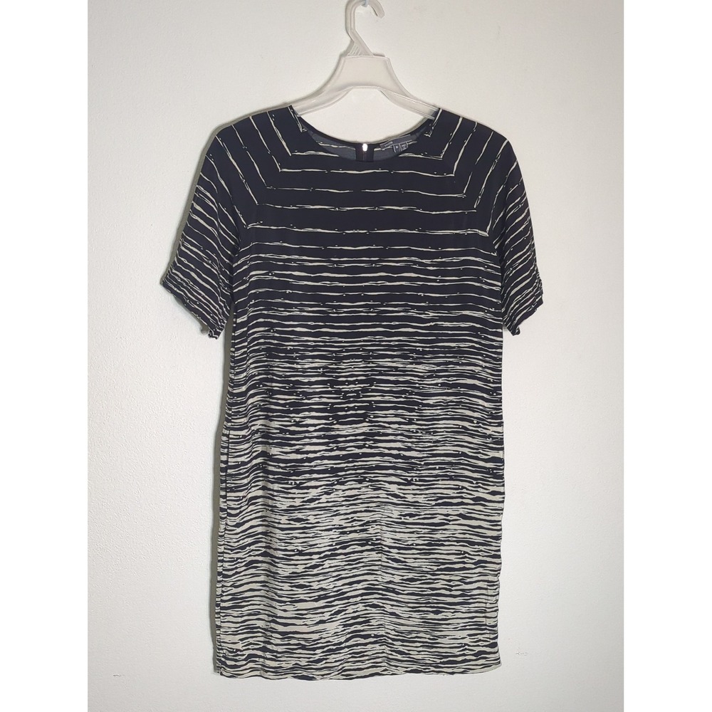 Vince Womens Dress 100% Silk Medium Abstract Stripe Ombre Quiet Luxury Neutral